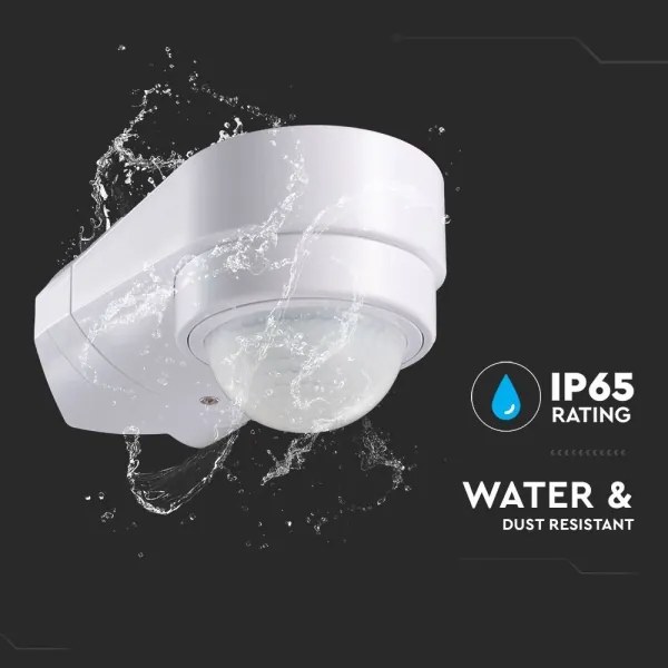 Senzor de mișcare cu infraroșu de exterior 240° 600W/230V IP65 alb