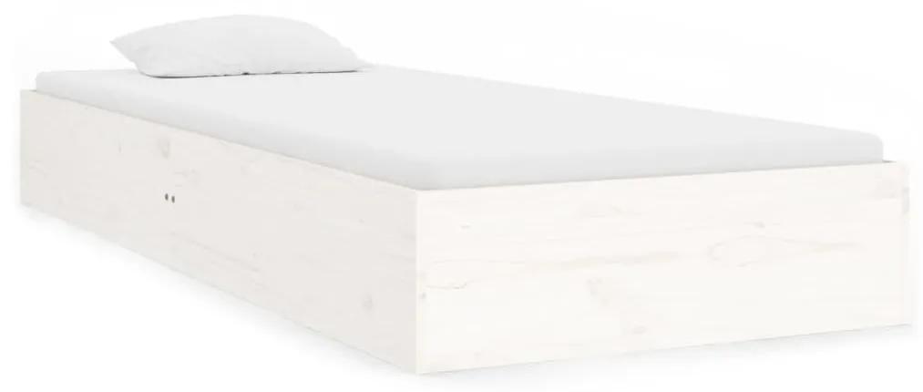 Cadru de pat single 3ft, alb, 90x190 cm, lemn masiv