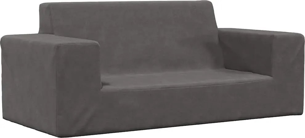 vidaXL Canapea pentru copii cu 2 locuri, antracit, pluș moale