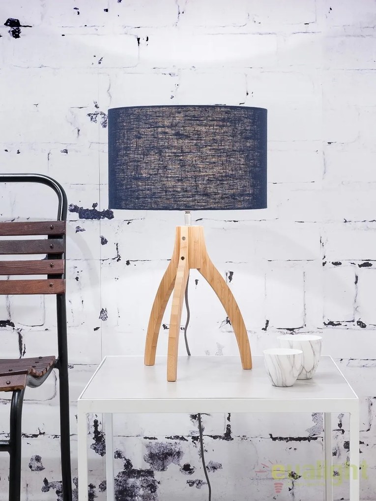 Lampa de masa cu trepied, realizata din materiale naturale, durabile si ecologice, Annapurna albastru