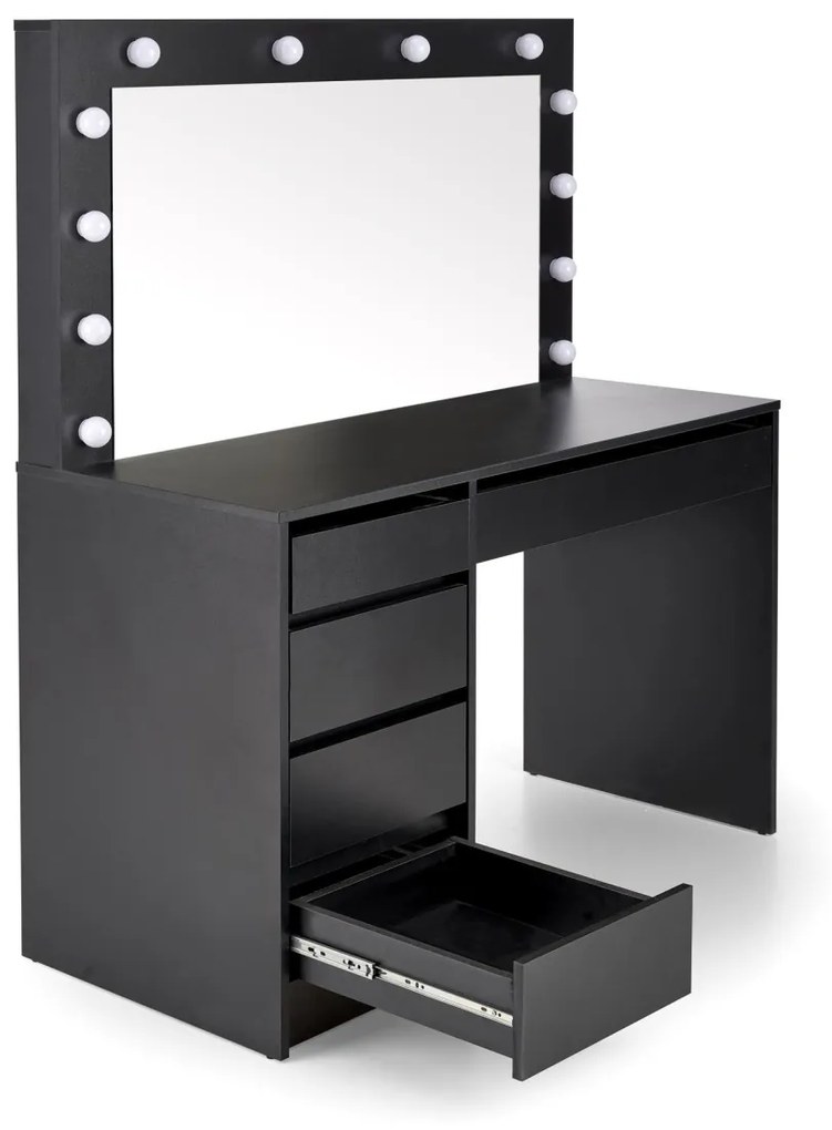 Masuta de toaleta cu oglinda si LED Hollywood XL - Negru