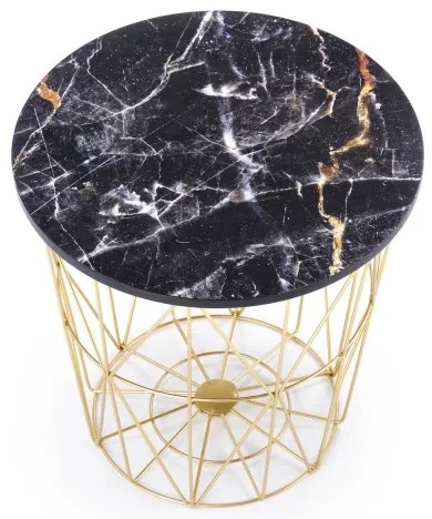 Măsuță de cafea HARISSA 41x42 cm auriu/negru decor marmorat