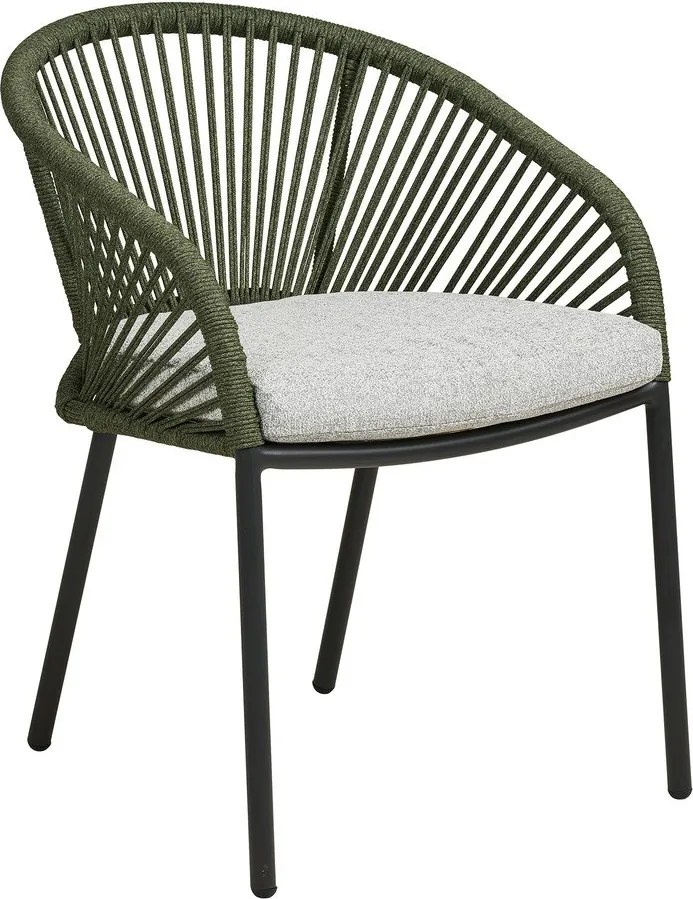 Scaun de grădină verde din metal/capitonat Novella – House Nordic