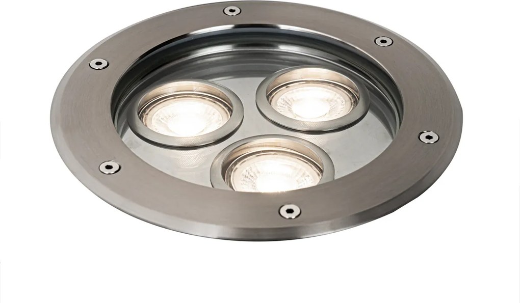 Set de 3 spoturi moderne de sol din oțel cu 3 lumini IP65 - Tribus