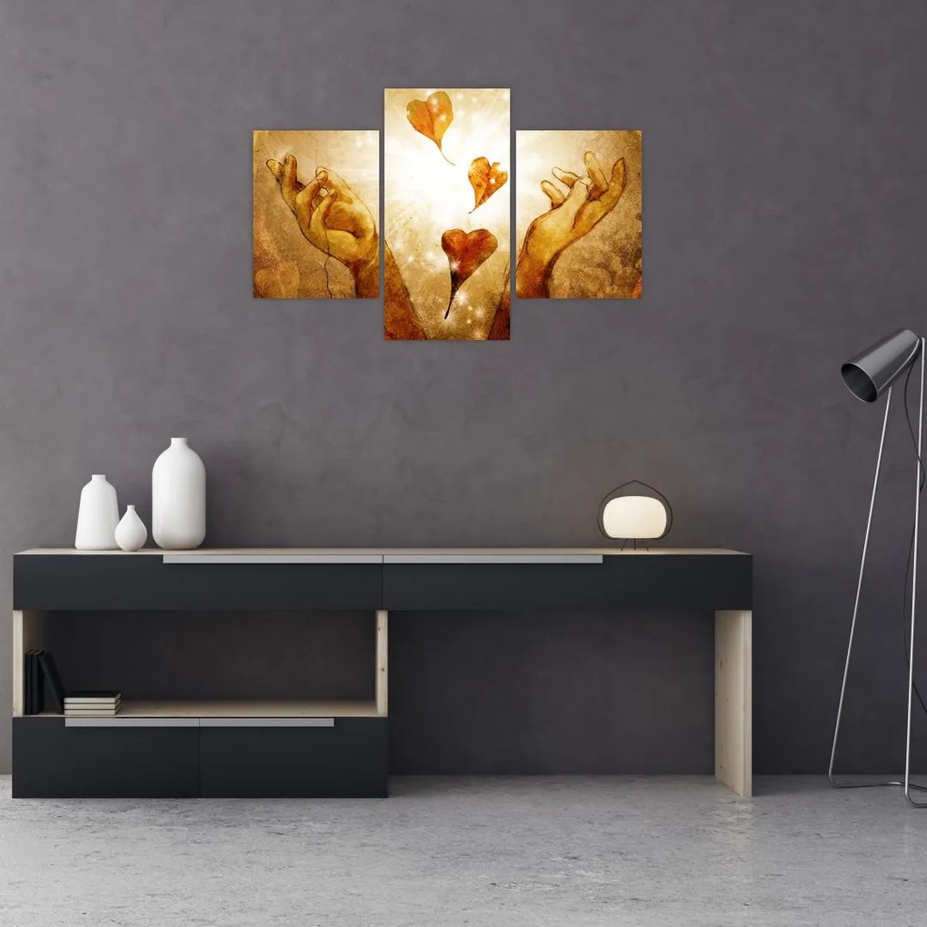 Tablou - pictura mâinilor pline de dragoste (90x60 cm)