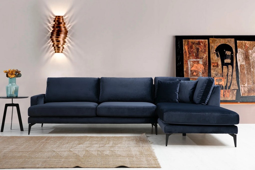 Canapea de colț Papira Corner Right (L3+Chl) - Navy Blue