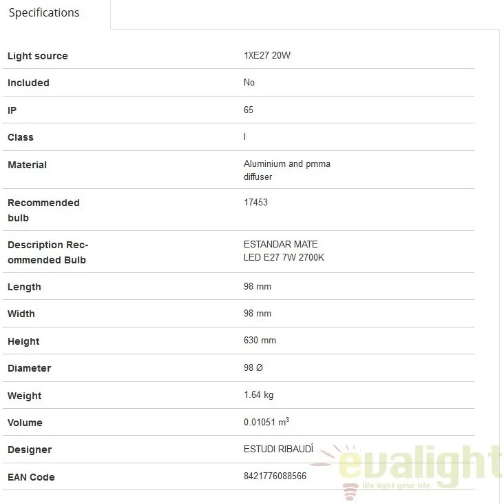 STALP DE EXTERIOR MODERN IP65 TRAM L 75531