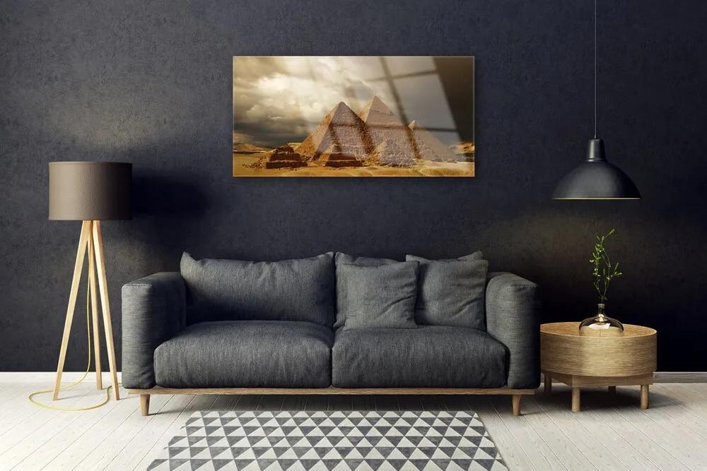 Tablou pe sticla Piramidele Arhitectura galben