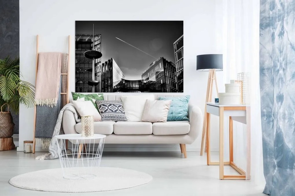 Tablou canvas cladiri noi in gri - 120x80cm