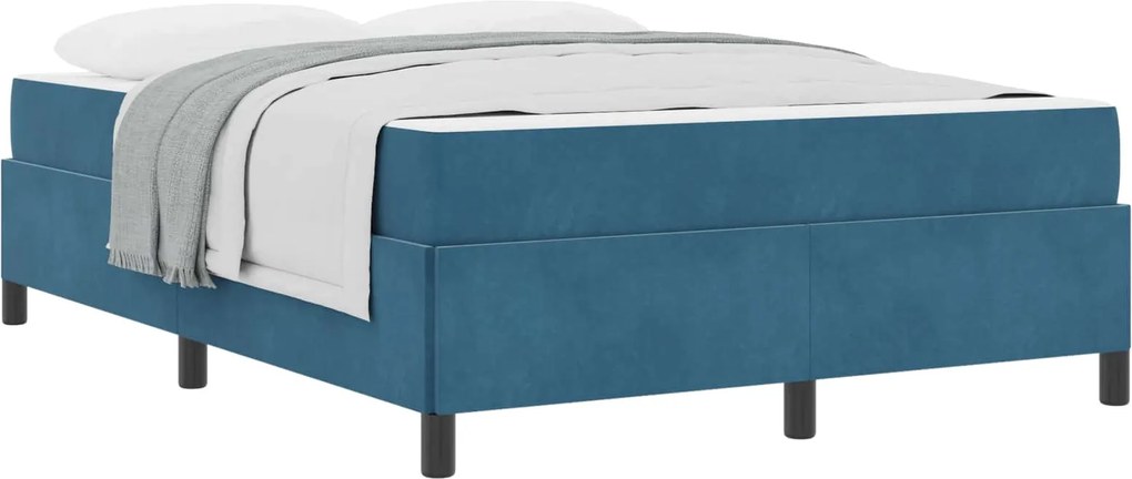vidaXL Cadru de pat cu saltea Albastru închis 140 x 190 cm țesătură