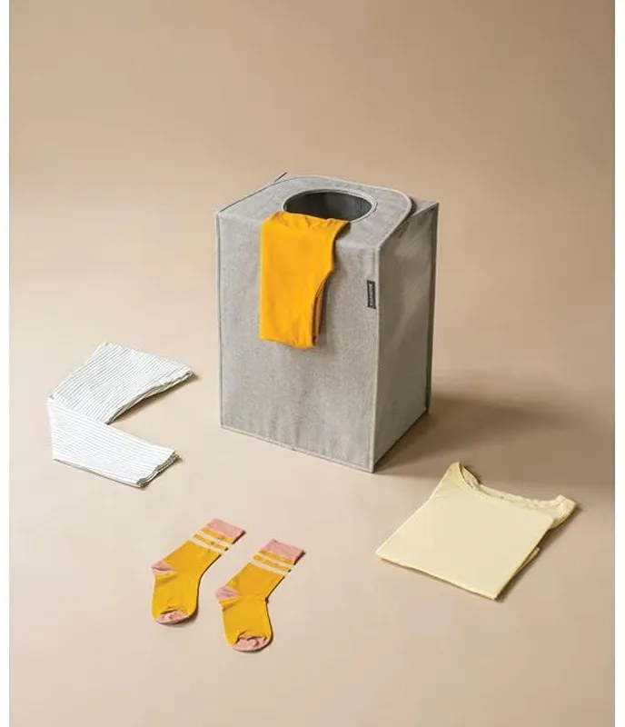 Cos de rufe Brabantia 1001093, 55 L, Fund solid si detasabil, Manere magnetice, Gri