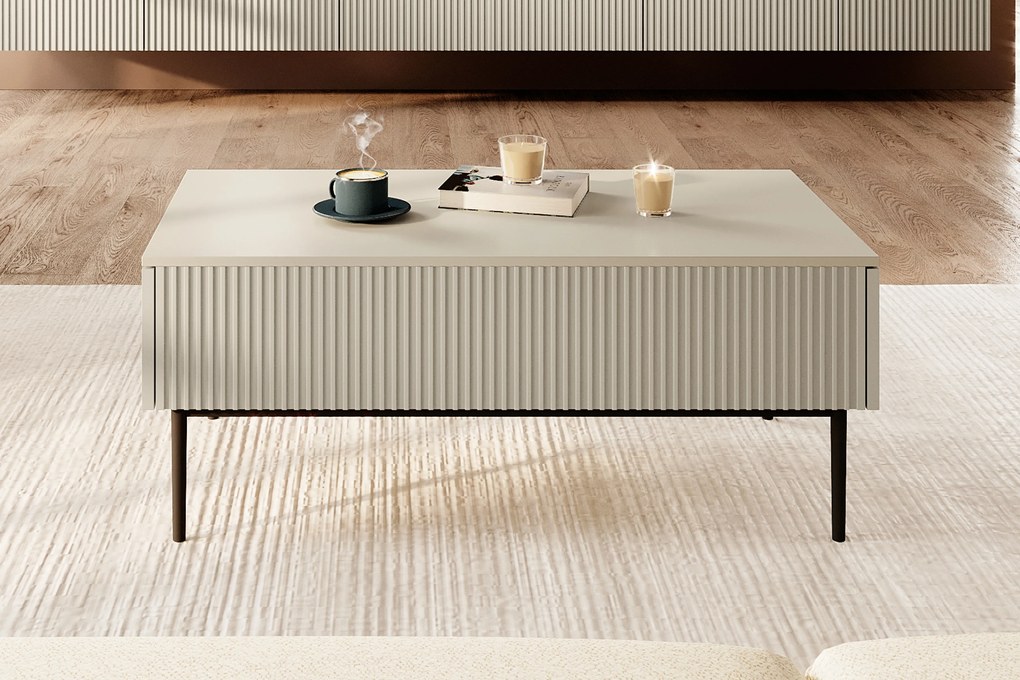 Masuta de cafea Nicole 120 cm - cashmir / picioare negre
