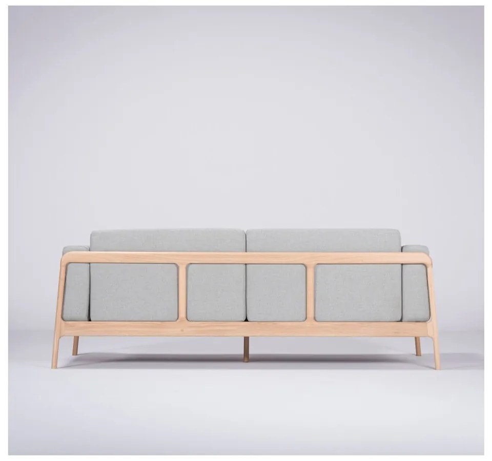 Canapea cu structură din lemn de stejar Gazzda Fawn, 210 cm, albastru - gri