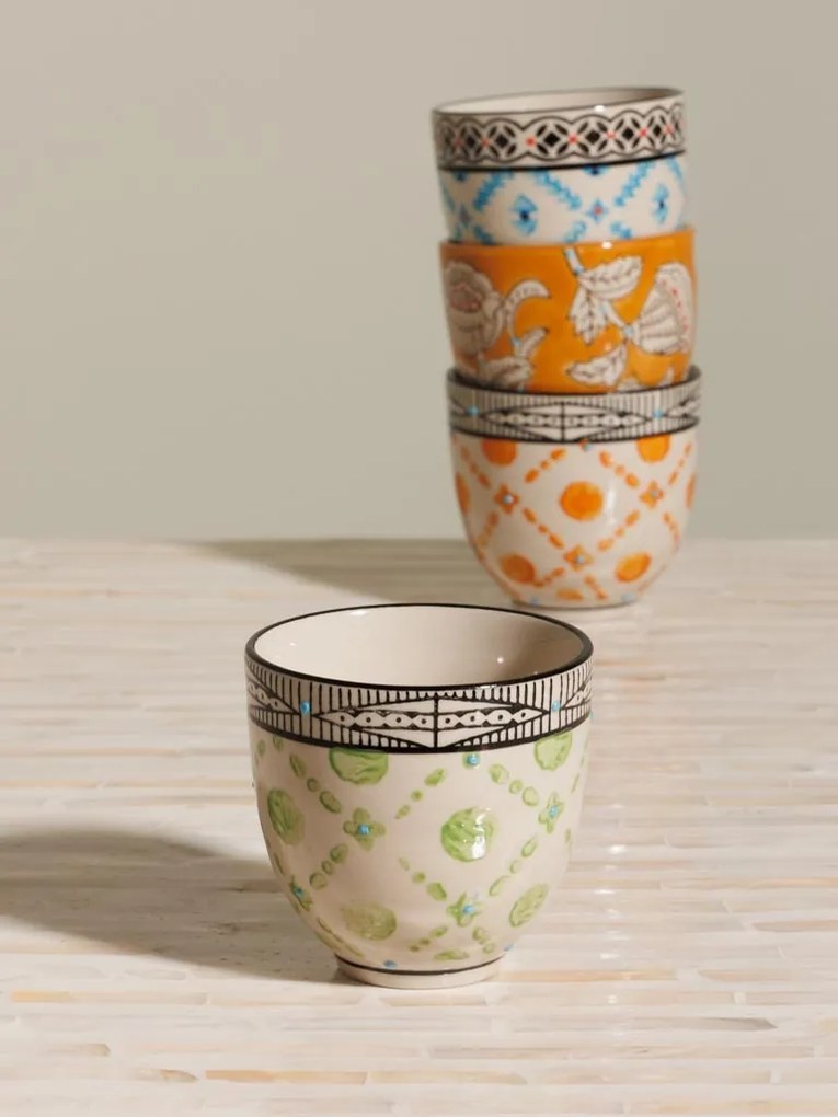 Set 4 cesti de cafea, din ceramica, Rhapsody