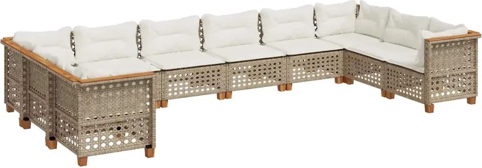 vidaXL Set canapele de grădină cu perne, 10 piese, bej, poliratan