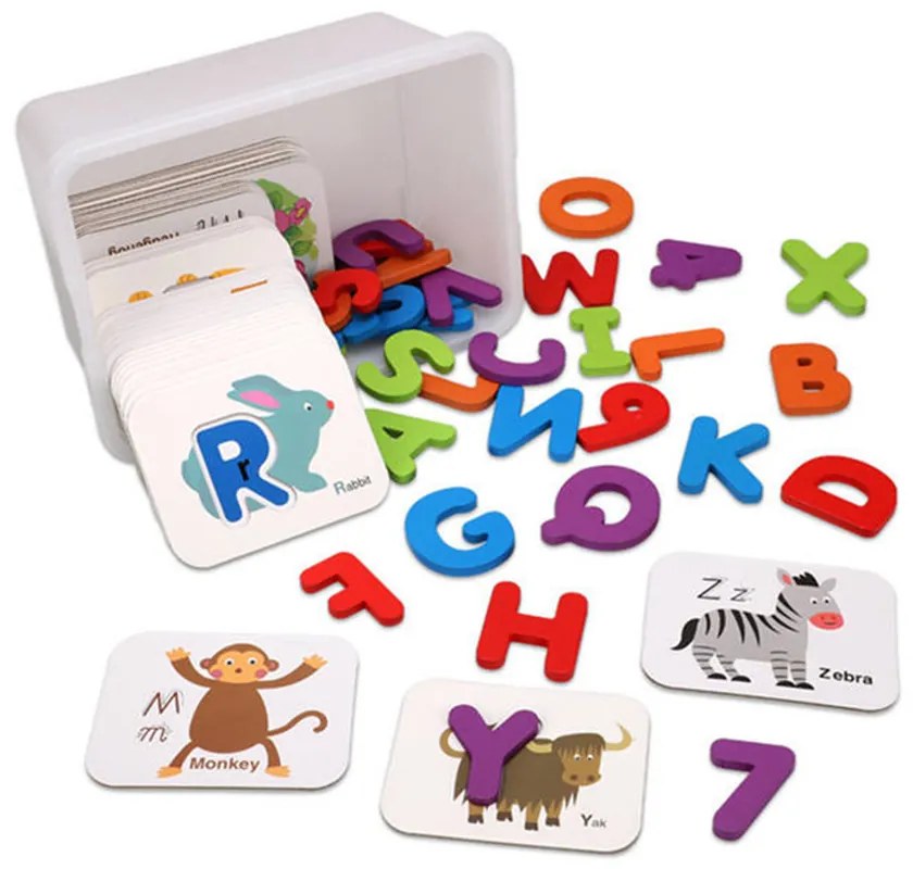 Litere și numere în joc educativ de engleză cu cărți