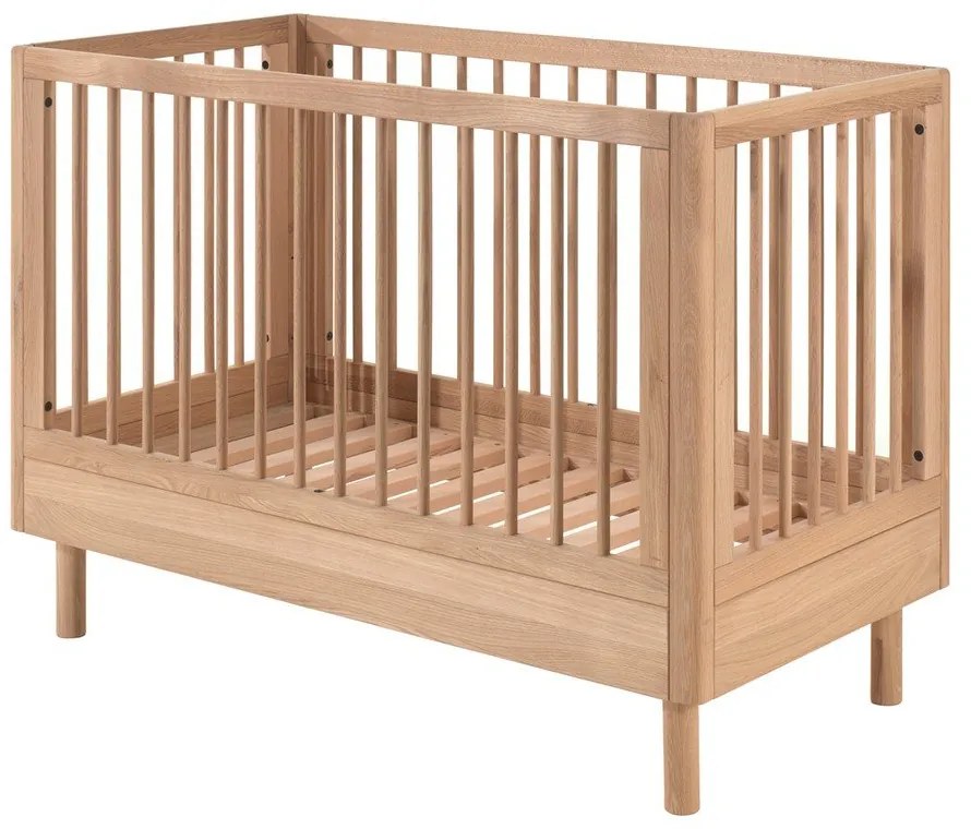 Pătuț în culoare naturală din lemn de stejar cu înălțime reglabilă 60x120 cm Forrest – Vipack