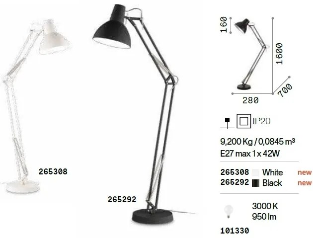 Lampa de podea cu brat articulat WALLY PT1 TOTAL BLACK