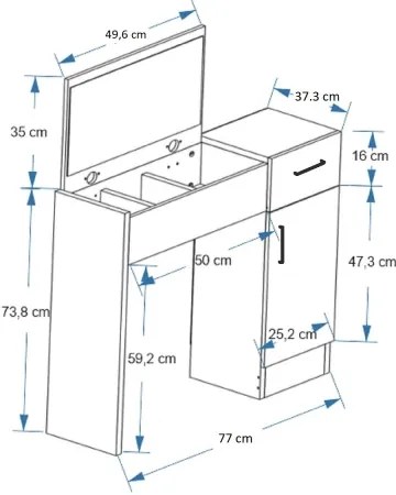 Măsuță de toaletă INCI 108,8x77 cm pin atlantic/alb
