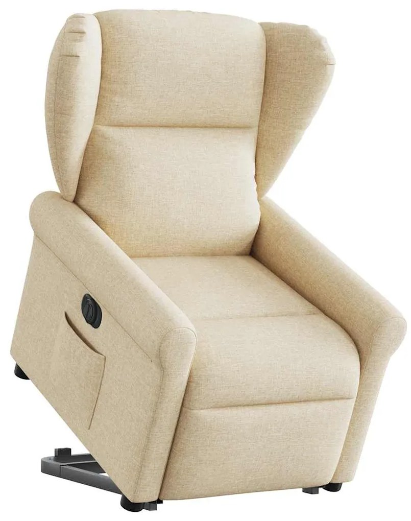 vidaXL Fotoliu electric rabatabil cu ridicare, crem, textil