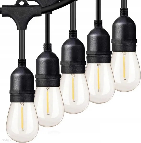 Ghirlandă LED decorativă pentru exterior, 10xE27/1W/230V, 10,94 m, IP44, negru