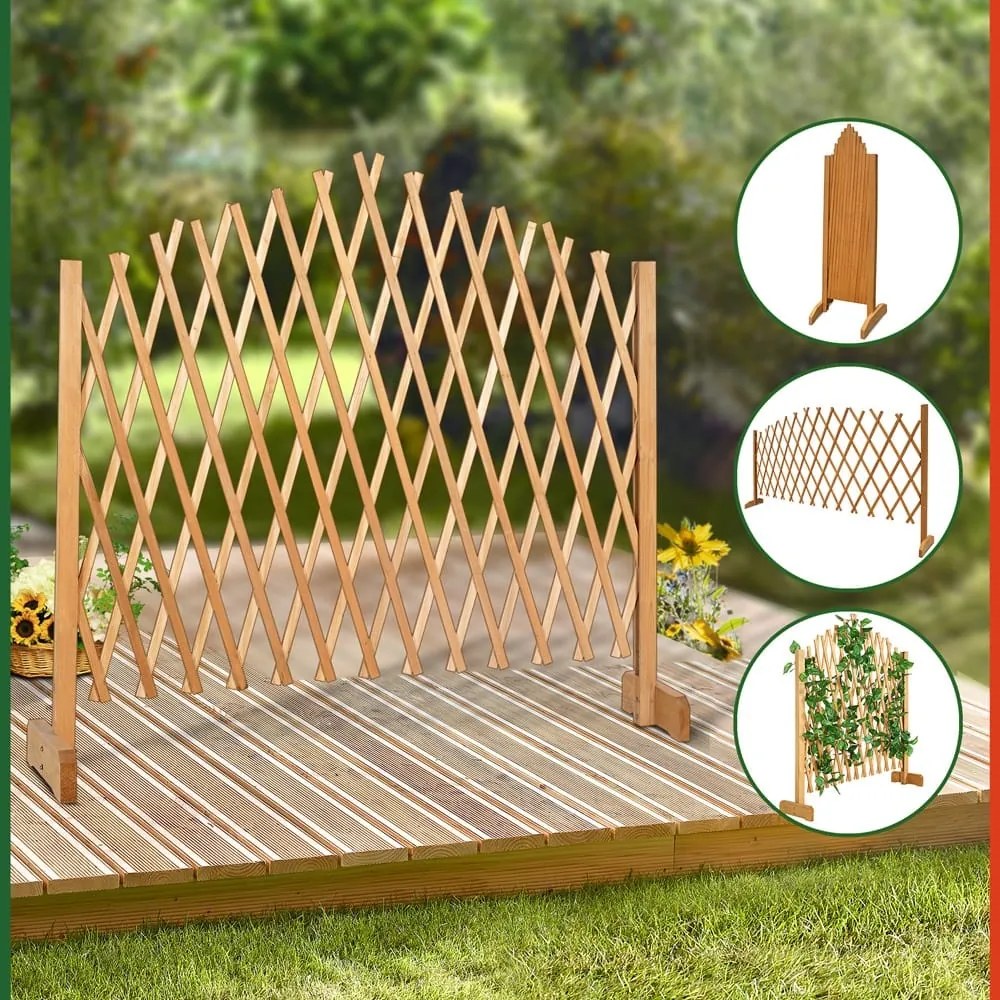 Grilaj din lemn ROSEMARY pentru flori, 200x107cm, maro natural Gardebruk