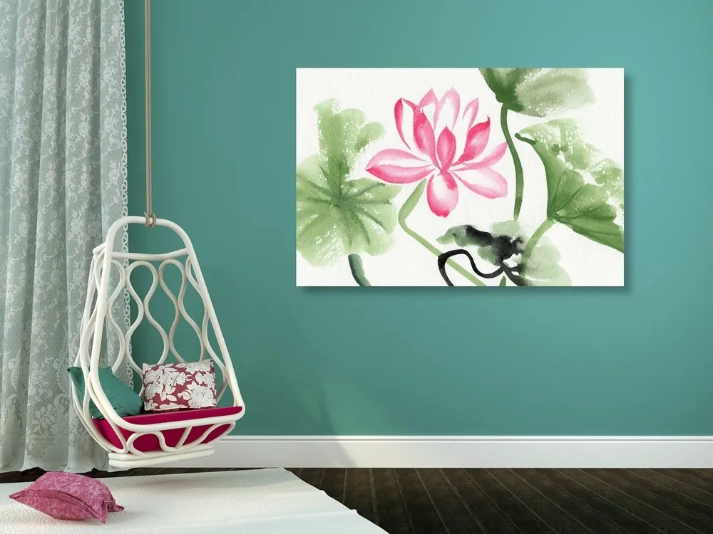 Tablou floare de lotus în acuarelă