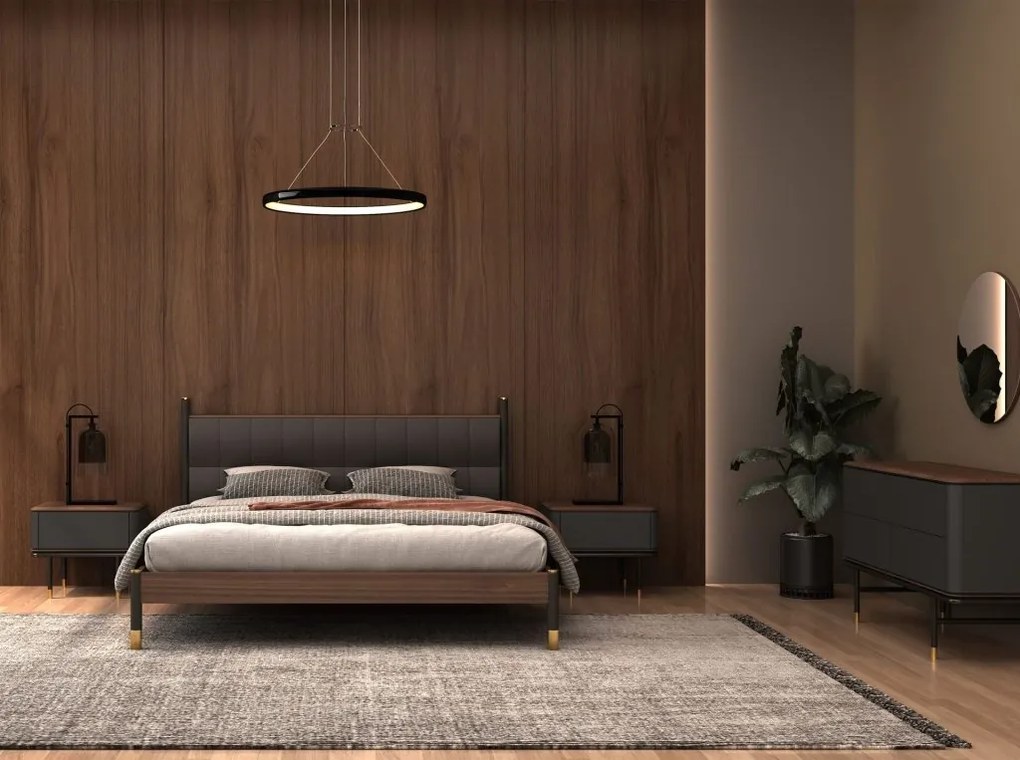 Comoda deosebita design LUX Dark Grey-Walnut 140x45cm