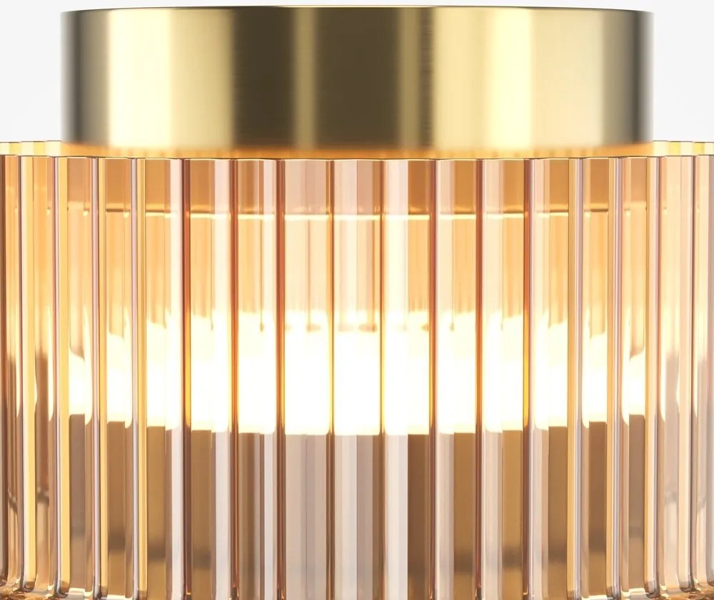 Mini Plafoniera LED cu sticla canelata Scala bronz