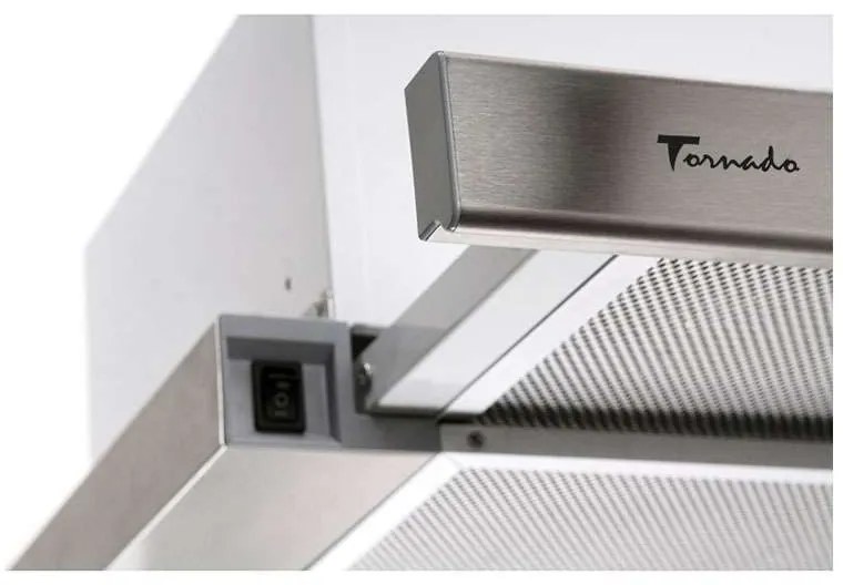 Hota Telescopica Incorporabila Tornado Storm 1200 (60), 1 motor, latime 60 cm, 3 viteze, absorbtie 1200 m3/ora, Inox
