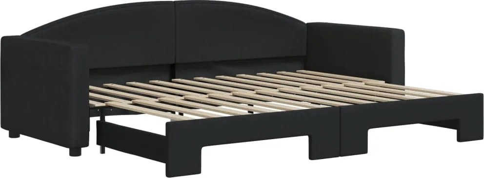 vidaXL Pat de zi cu extensie, negru, 80x200 cm, textil
