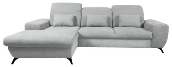 Colțar extensibil tapițat ALTA, cu spațiu de depozitare, formă L, orientare stânga, gri