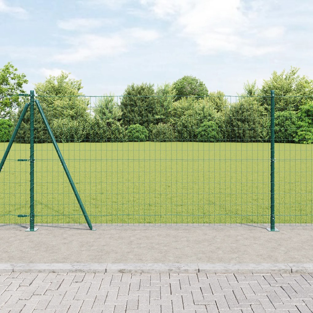 vidaXL Îngrădire cu stâlpi Verde 1.2 x 10 m Oțel