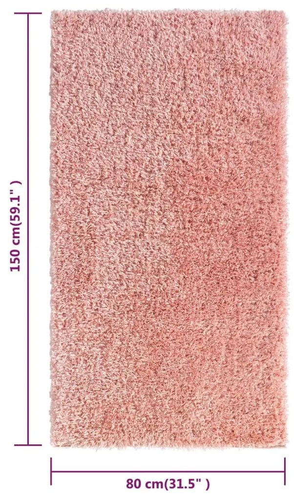 Covor moale cu fire inalte, roz, 80x150 cm, 50 mm Roz, 80 x 150 cm