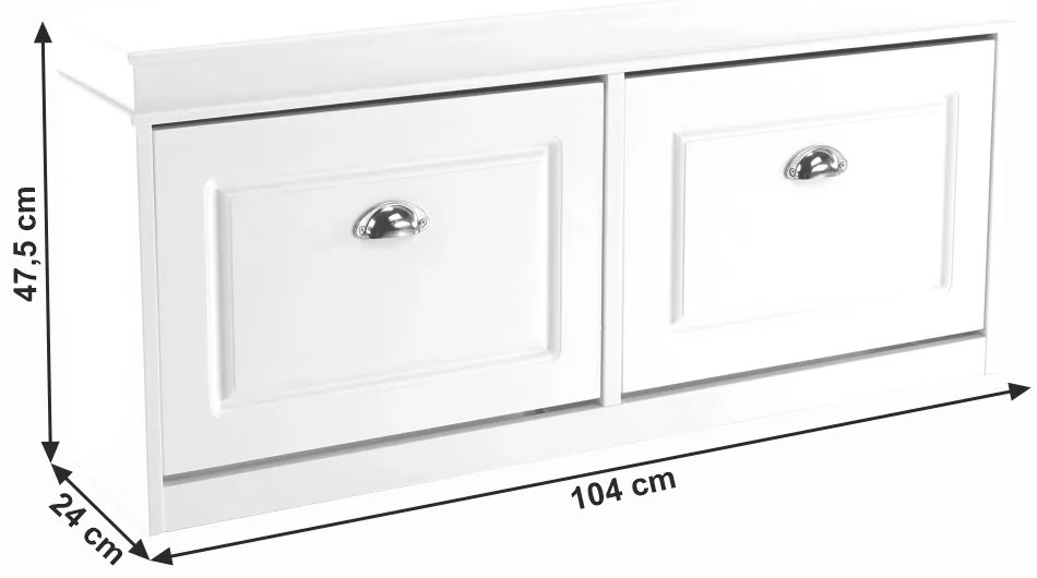 Pantofar cu 2 compartimente, suporturi duble, mdf pal alb,104x48x24 cm , Bortis Impex