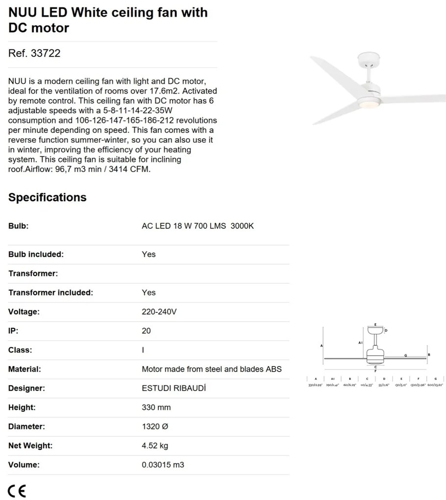 Lustra LED cu Ventilator si telecomanda design modern NUU alb