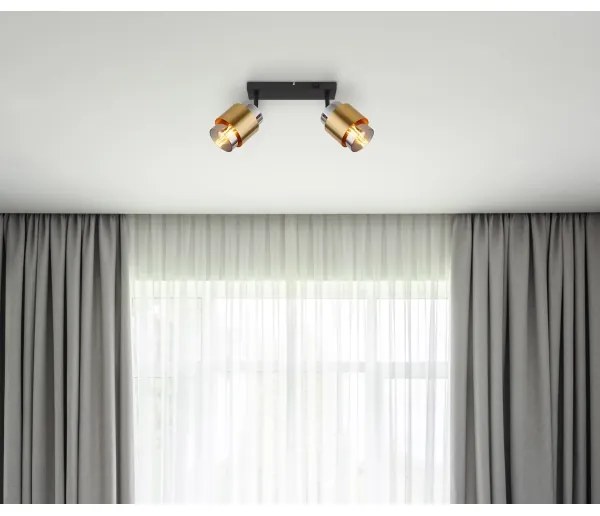 Spot MILLEY 2xE27/40W/230V negru/alamă Globo 15560-2