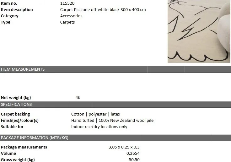 Covor design LUX Piccione 300x400cm, alb 115520 HZ