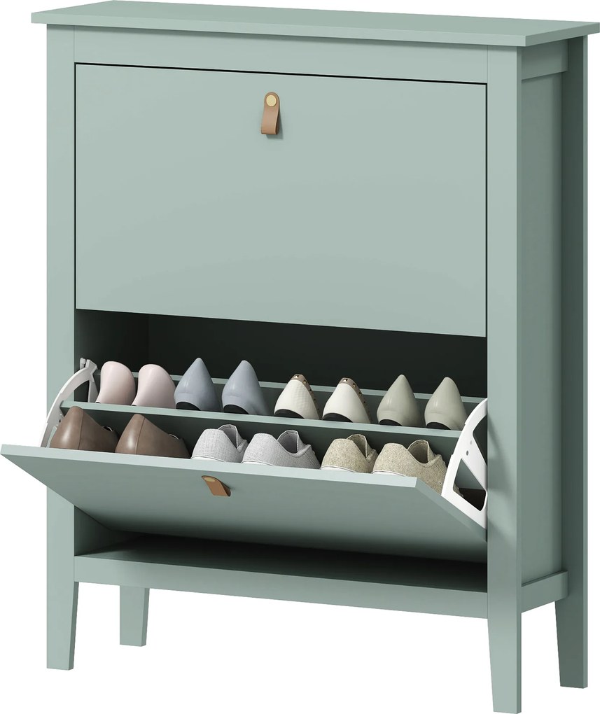 HOMCOM Pantofar cu 2 Sertare Rabatabile pentru 14 Perechi de Pantofi și Rafturi Reglabile, 80x24x95.5 cm, Verde | Aosom Romania