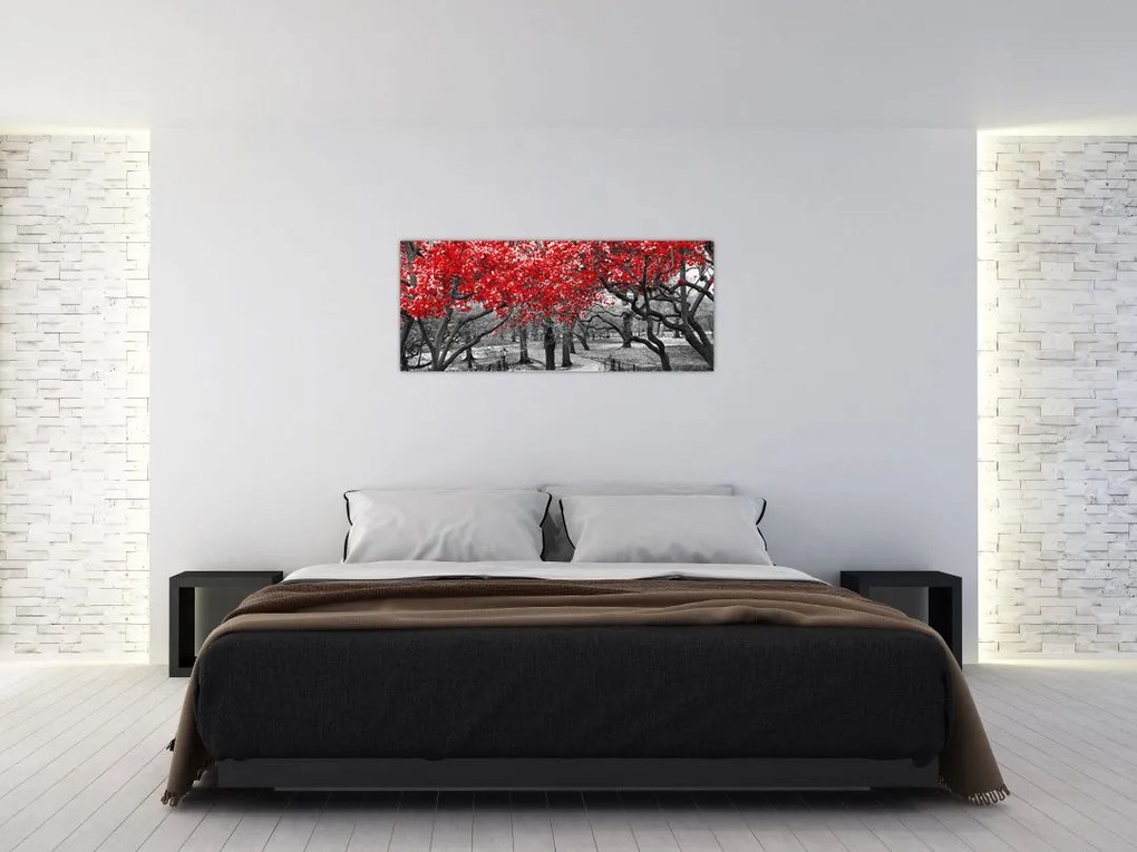 Tablou - Copaci roșii, Central Park, New York (120x50 cm)