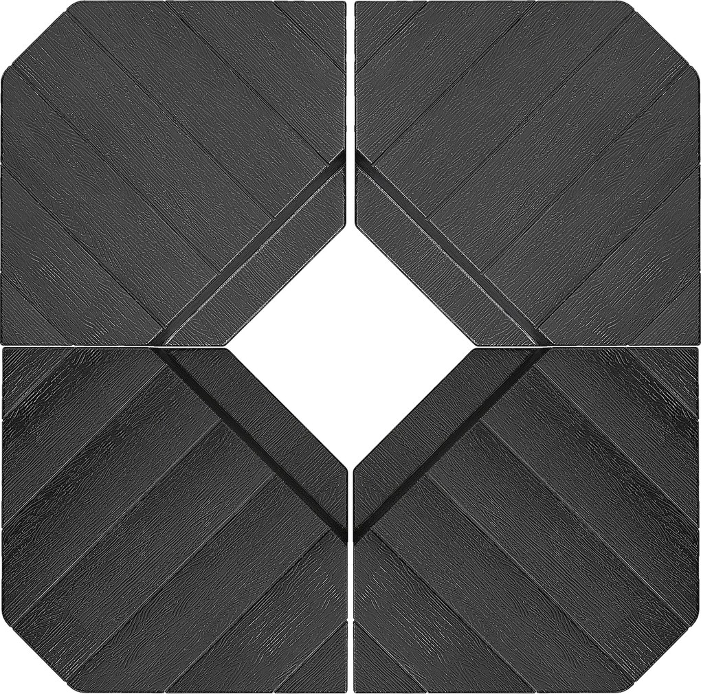 Outsunny Set de 4 Greutăţi pentru Umbrelă din HDPE cu Efect de Lemn, 80x80x13 cm, Negru | Aosom Romania