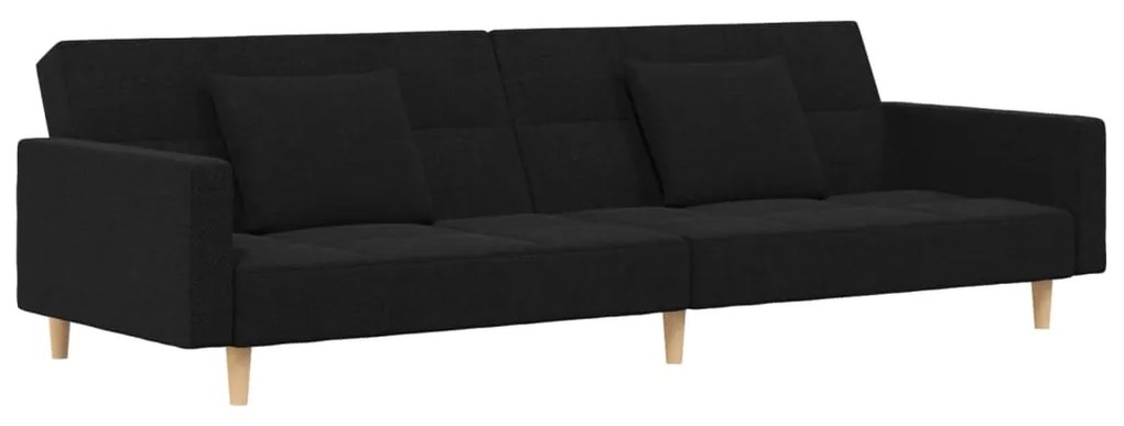 337429 vidaXL Canapea extensibilă cu 2 locuri, 2 perne, negru, textil