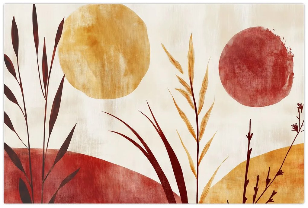 Tablou - Plante și cercuri (90x60 cm)