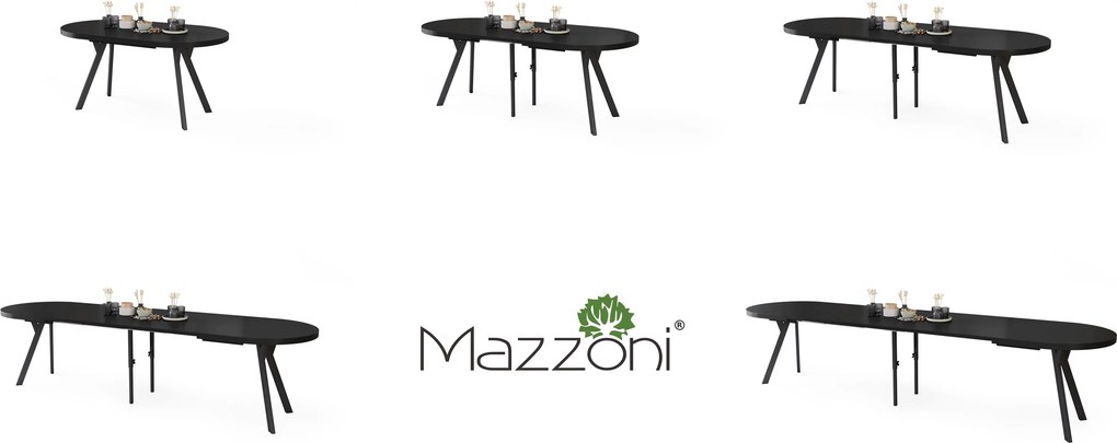 Mazzoni Masă ovală extensibilă EXPANSO Negru Mat