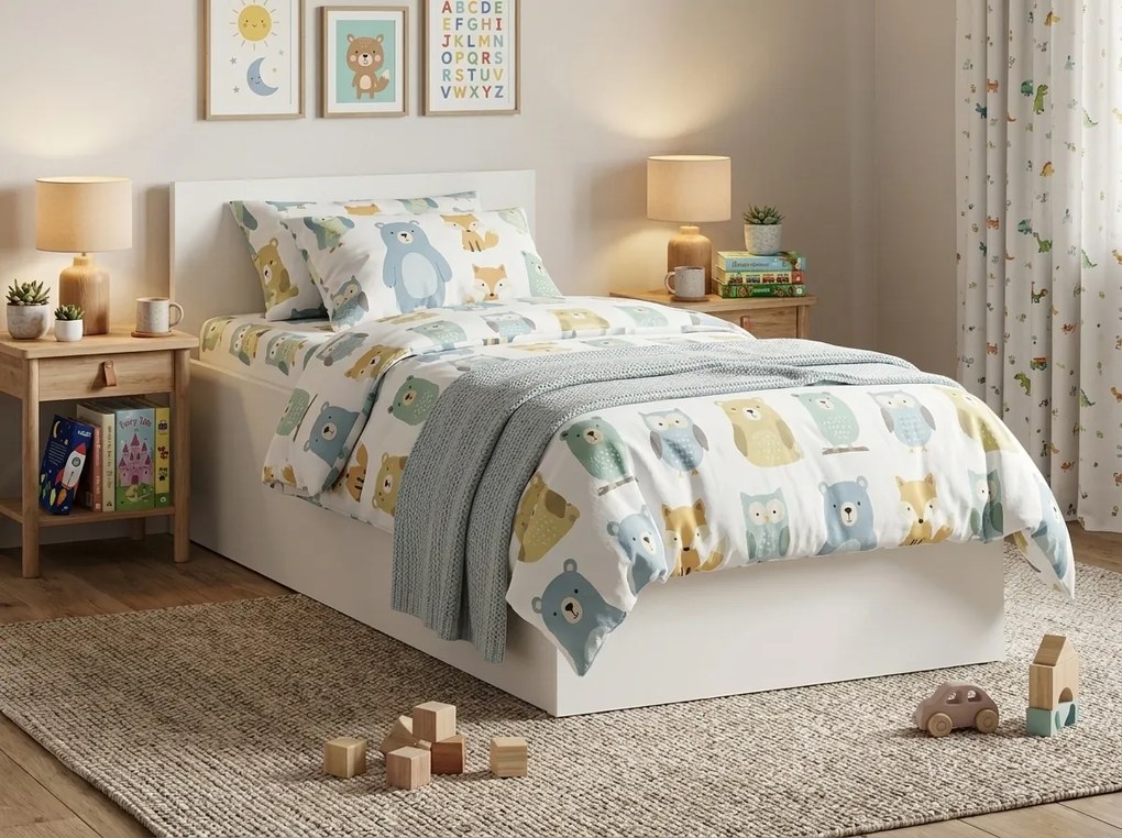 Pat SOFIA 80 x 200 cm, alba Saltele: Cu saltele Deluxe 10 cm, Somiera pat: Cu lamele drepte