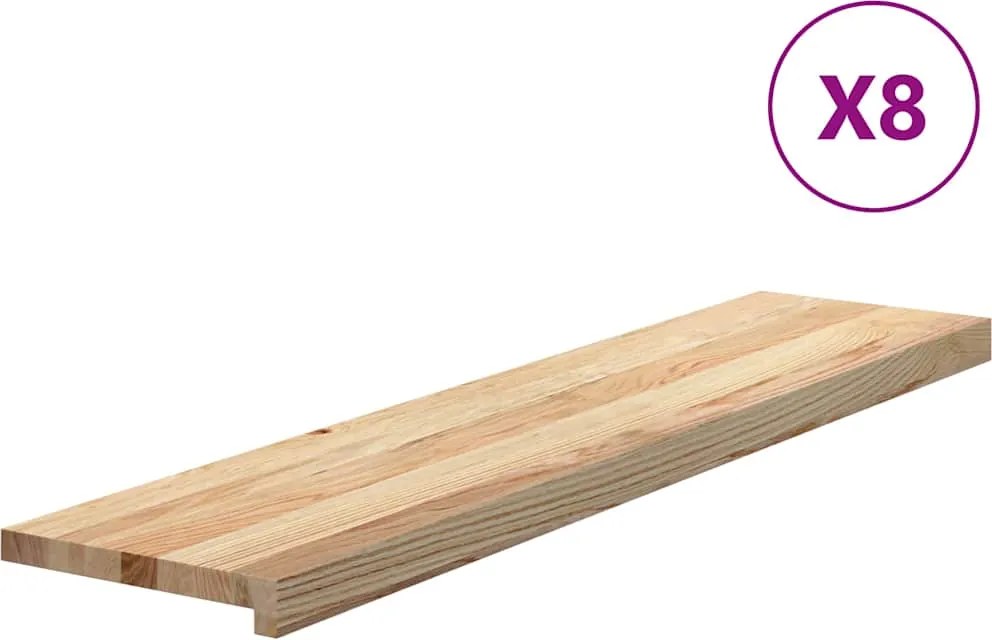 vidaXL Trepte scari 8 buc Stejar masiv netratat 110x25x2 cm