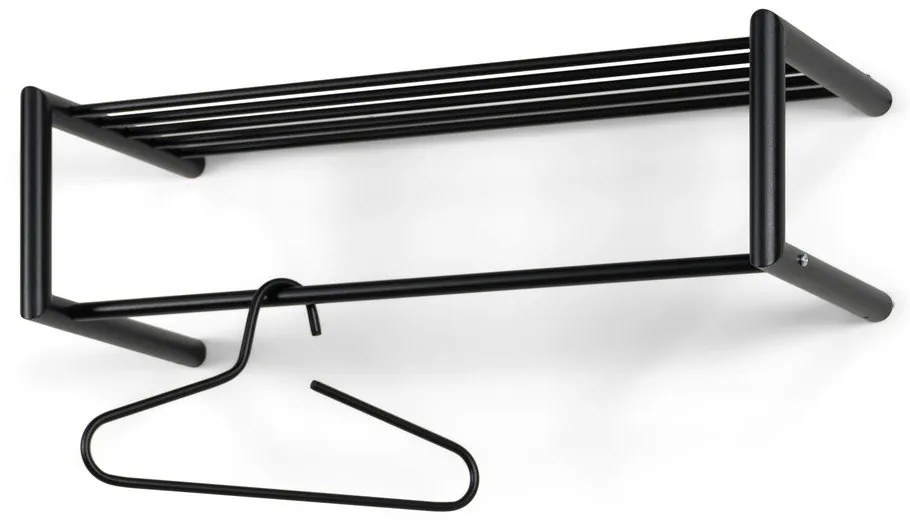 Cuier de perete negru cu raft din metal 80 cm Smooth – Spinder Design