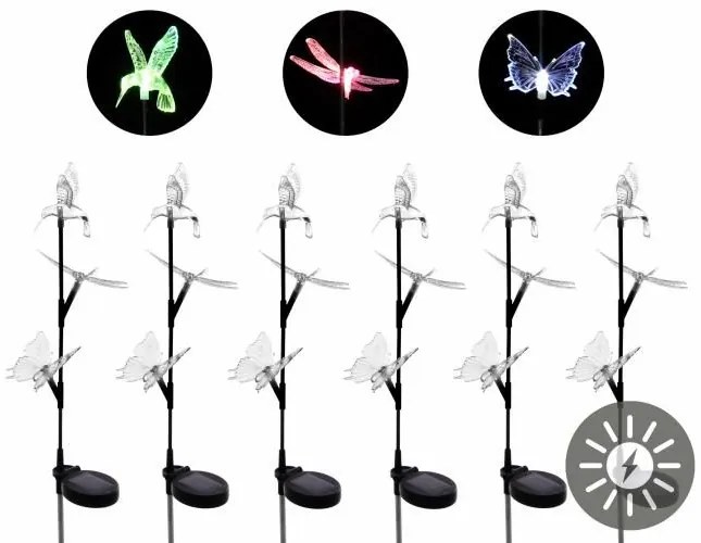Set de iluminat LED colorat solar, 6 buc