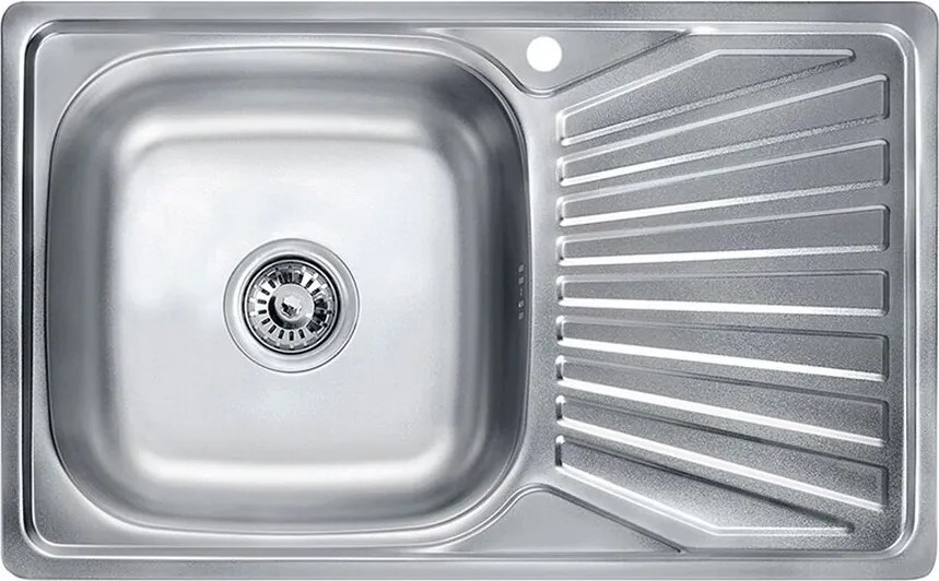 Chiuveta inox Inter Ceramic cu o cuva si picurator dreapta finisaj inox lucios 80x50 cm
