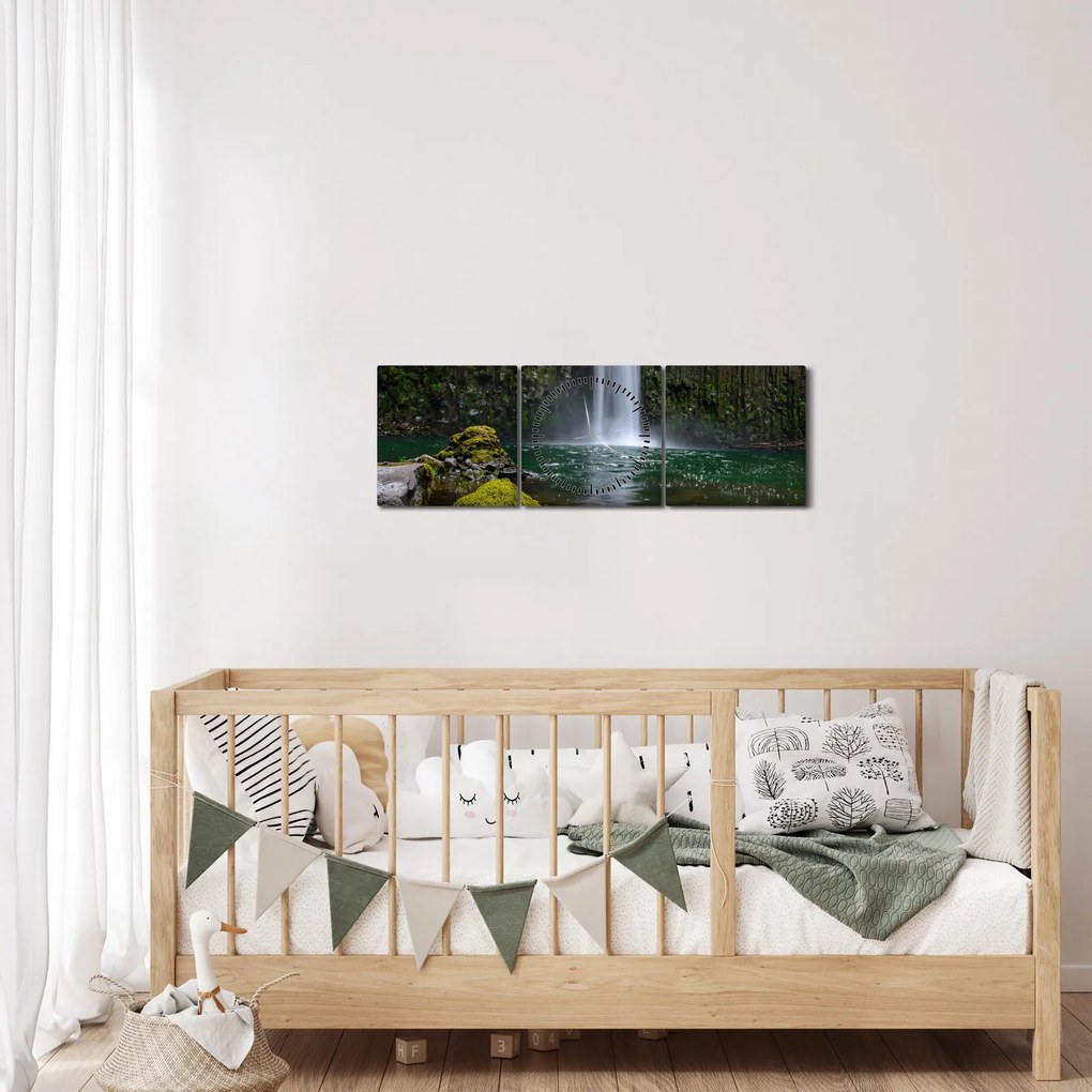 Tablou cu cascade (cu ceas) (90x30 cm)
